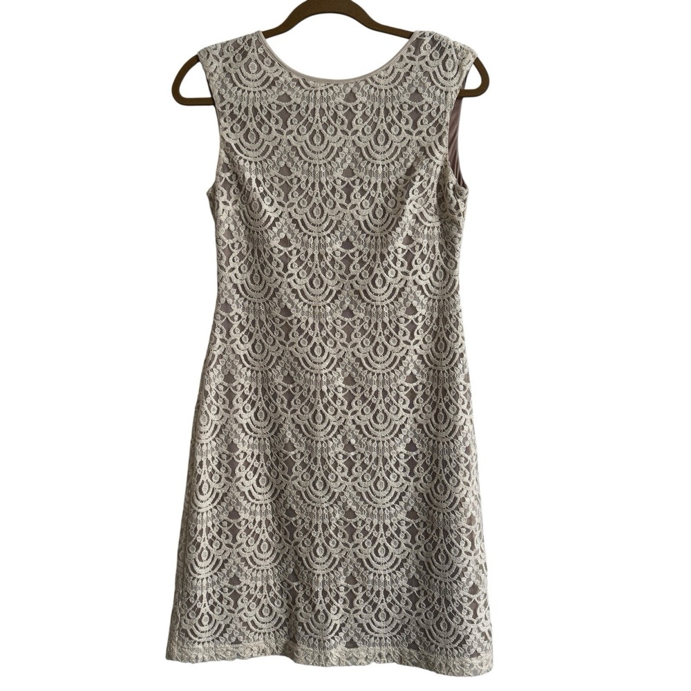 Jessica Howard Women's Sleeveless Cream Tan‎ Lace Dress Size 4